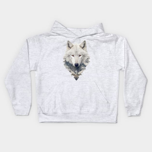 White Wolf T-Shirt Kids Hoodie by AMK Stores